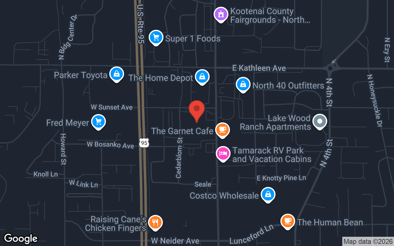 Map to Sunset Bowling Center