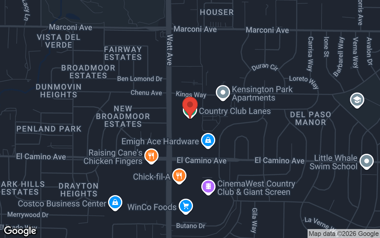 Map to Country Club Lanes