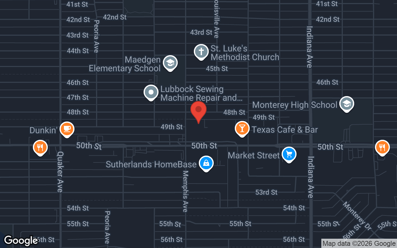Map to Whitewood Lanes-Lubbock