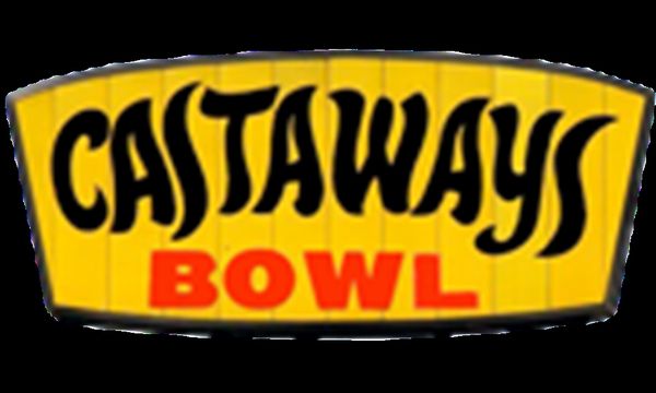 The Castaways Bowl logo with black and red text on a yellow background.