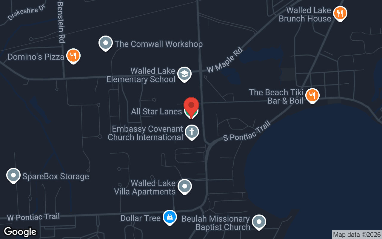 Map to All Star Lanes