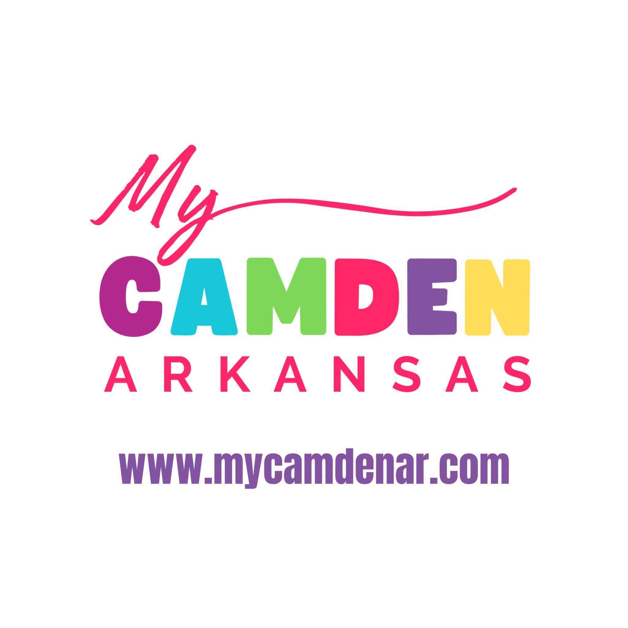 A colorful logo for "My Camden Arkansas" with the website www.mycamdenar.com.