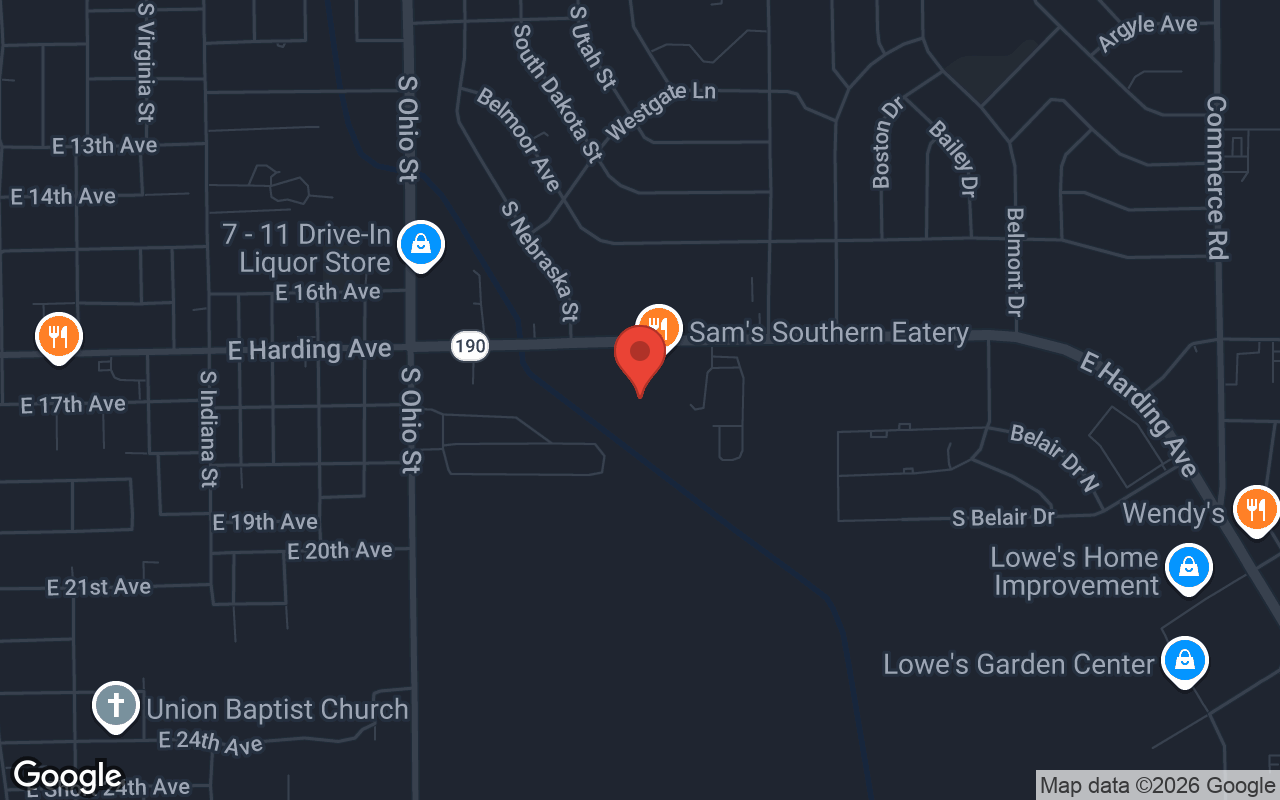 Map to Thunder Rolls Bowling Center