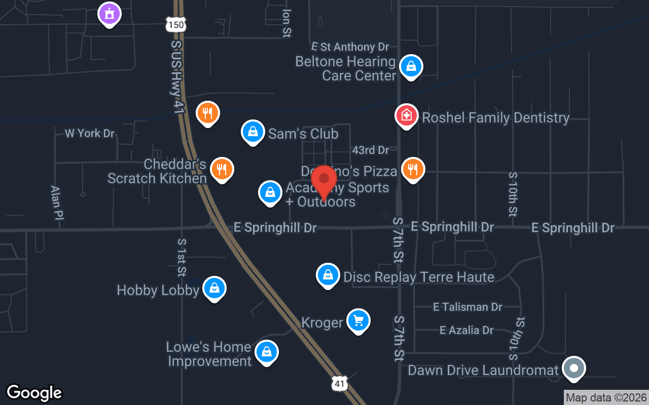 Map to Terre Haute Bowling Center
