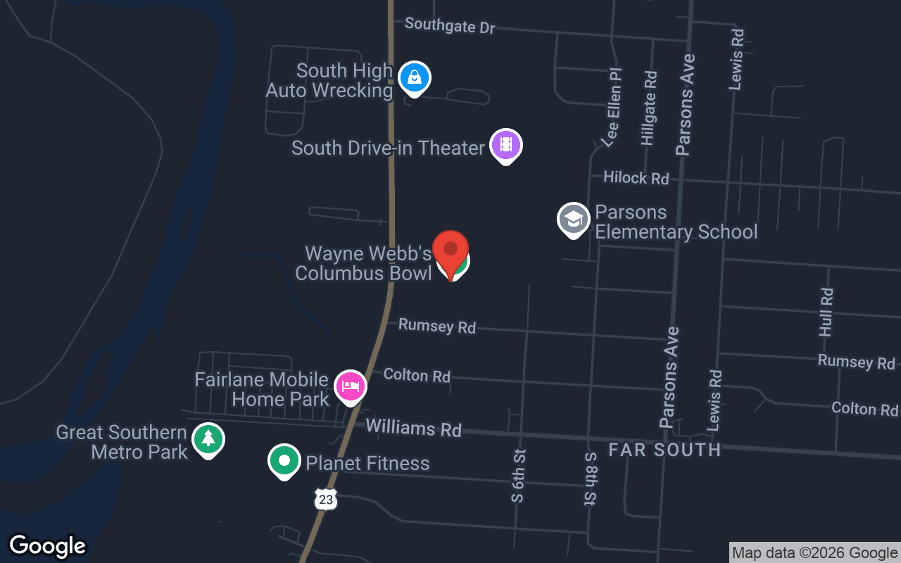 Map to Wayne Webb's Columbus Bowl
