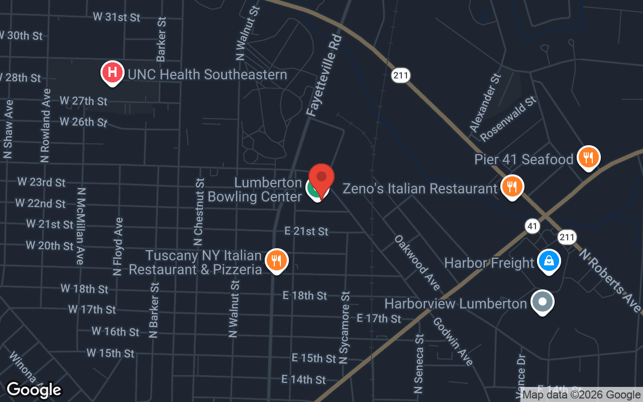 Map to Lumberton Bowling Center