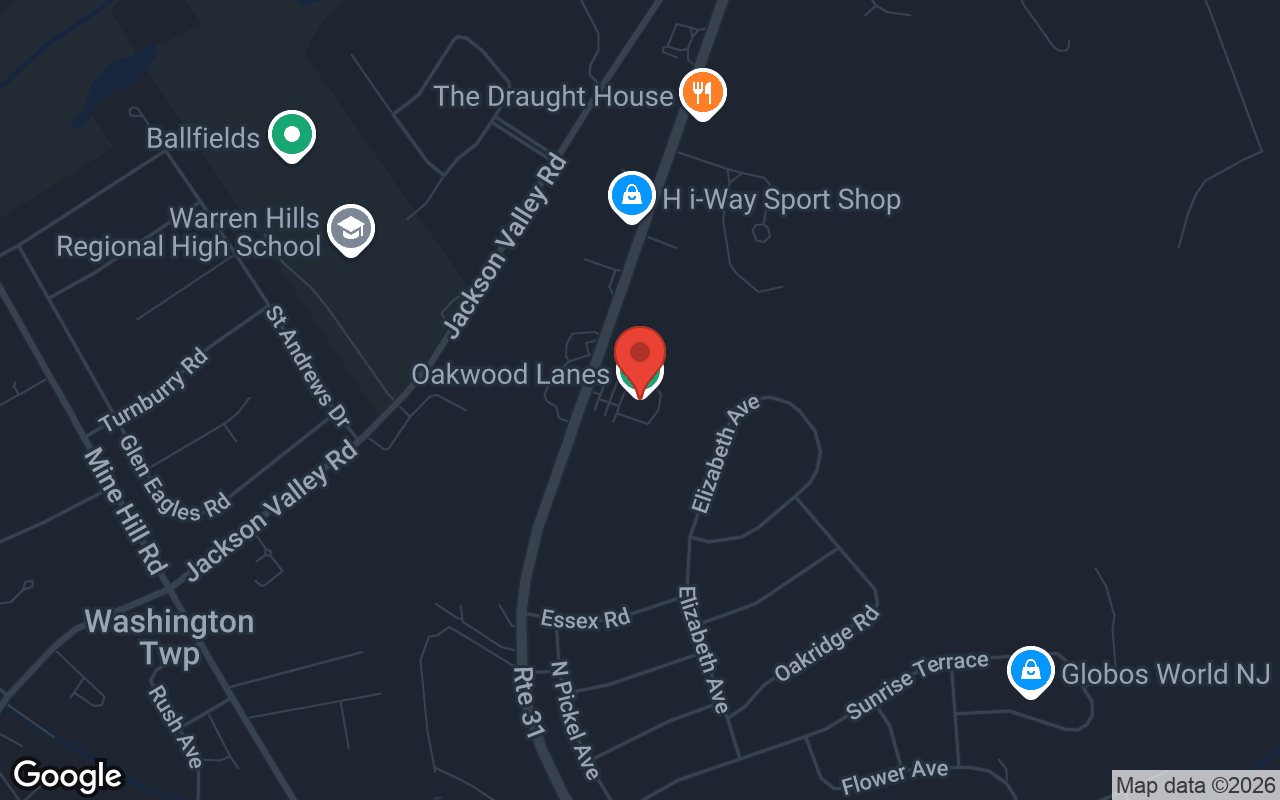 Map to Oakwood Lanes