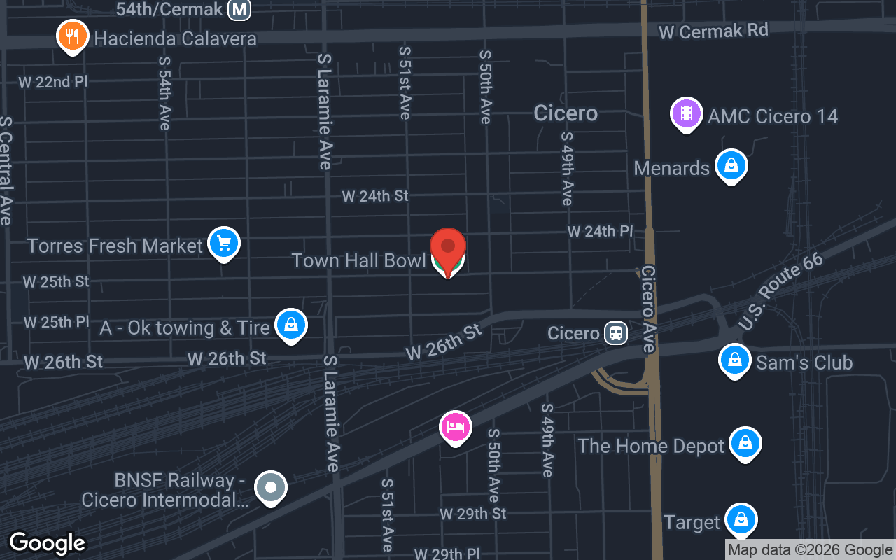 Map to Town Hall Bowl